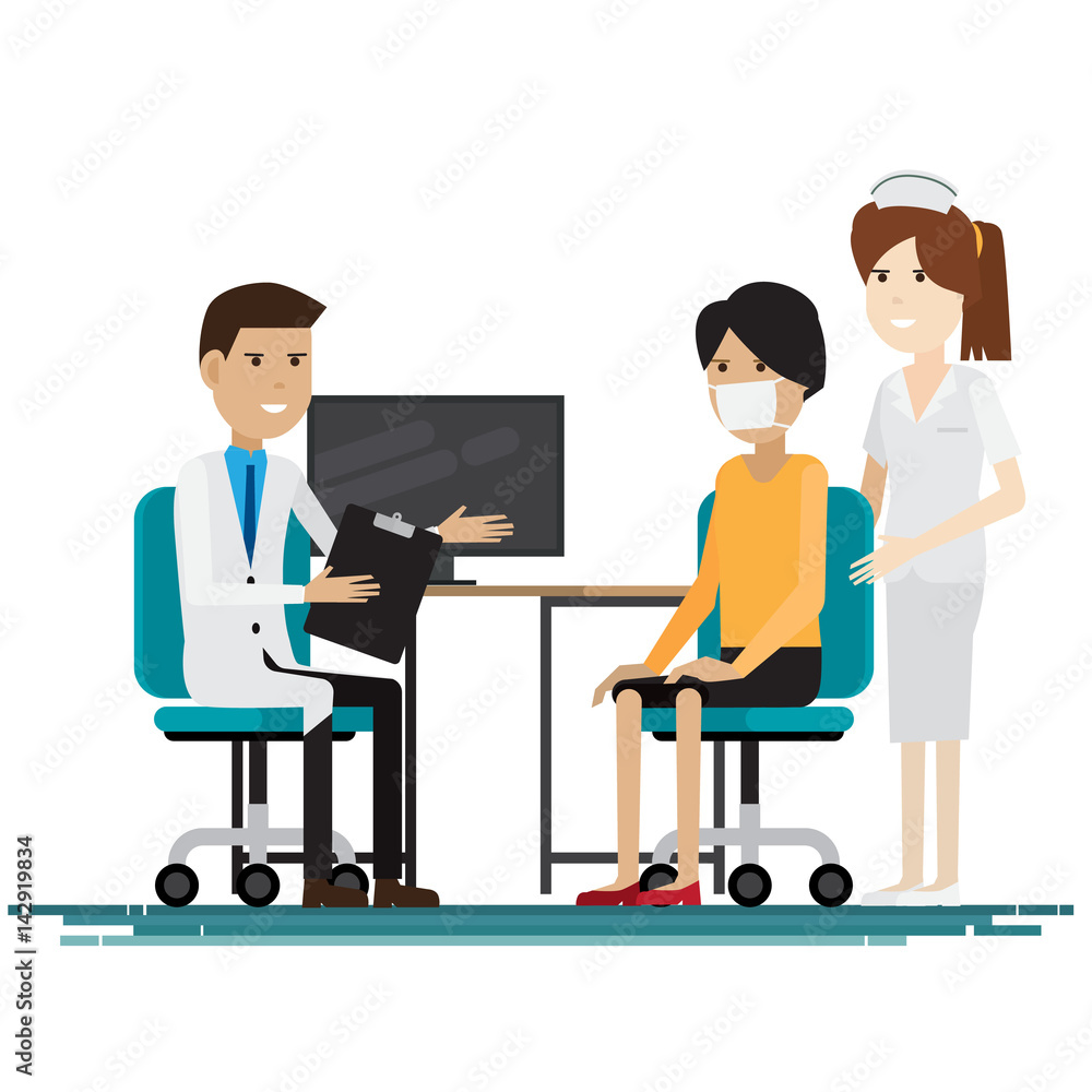 medical staff with patients. Vector illustration