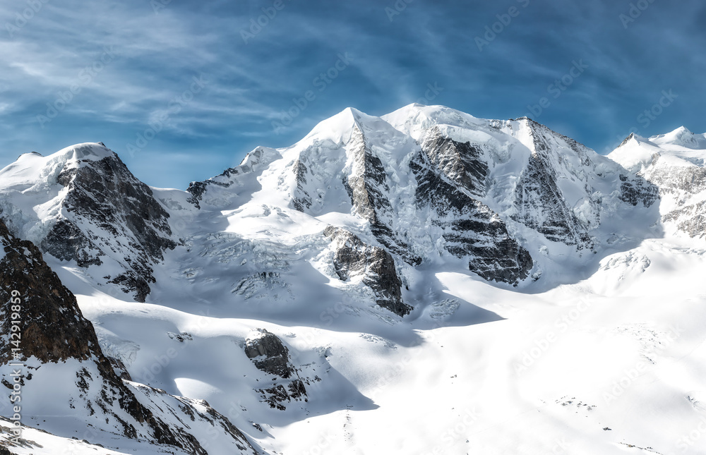 Fototapeta premium Mountain panorama of the Rhaetian Alps Piz Palu