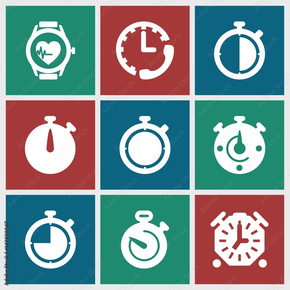 Set of 9 interval filled icons Set of 9 interval filled icons