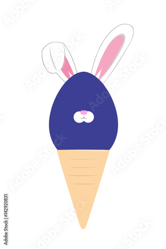 Osterhase mit Ei und Hörnchen