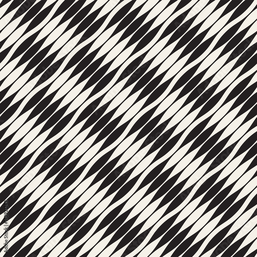 Wavy stripes vector seamless pattern. Retro wavy texture. Geometric lines monochrome design.