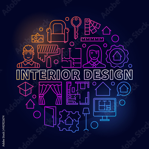 Colorful interior design illustration