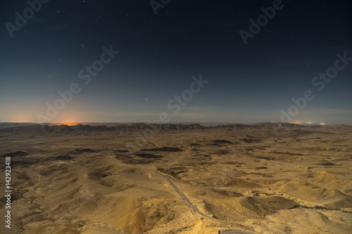 Night in desert mountain travel