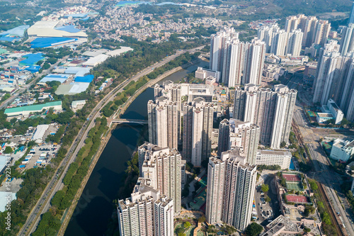 Fototapeta Naklejka Na Ścianę i Meble -  Top view of cityscape in Hong Kong city