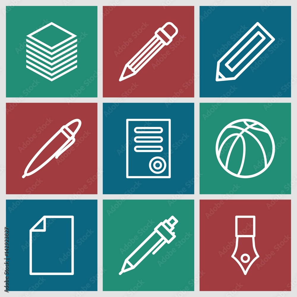 Set of 9 pen outline icons Set of 9 pen outline icons