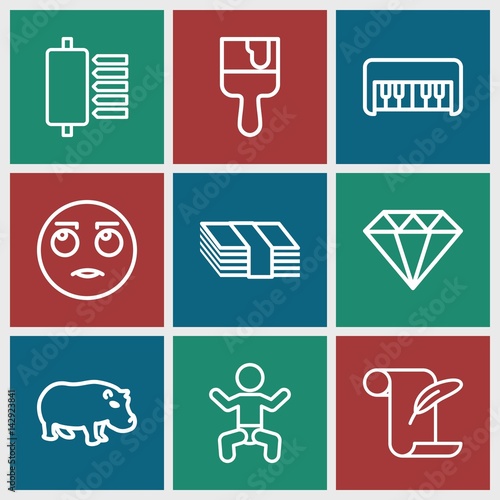 Set of 9 image outline icons
