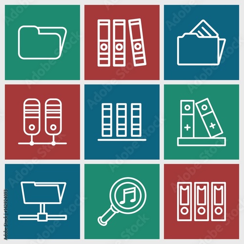 Set of 9 organize outline icons