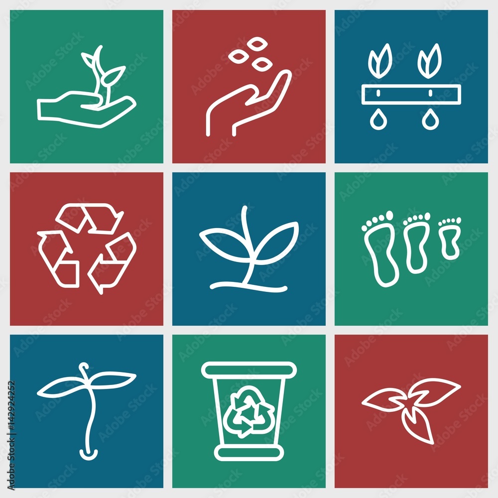 Set of 9 environmental outline icons Set of 9 environmental outline icons