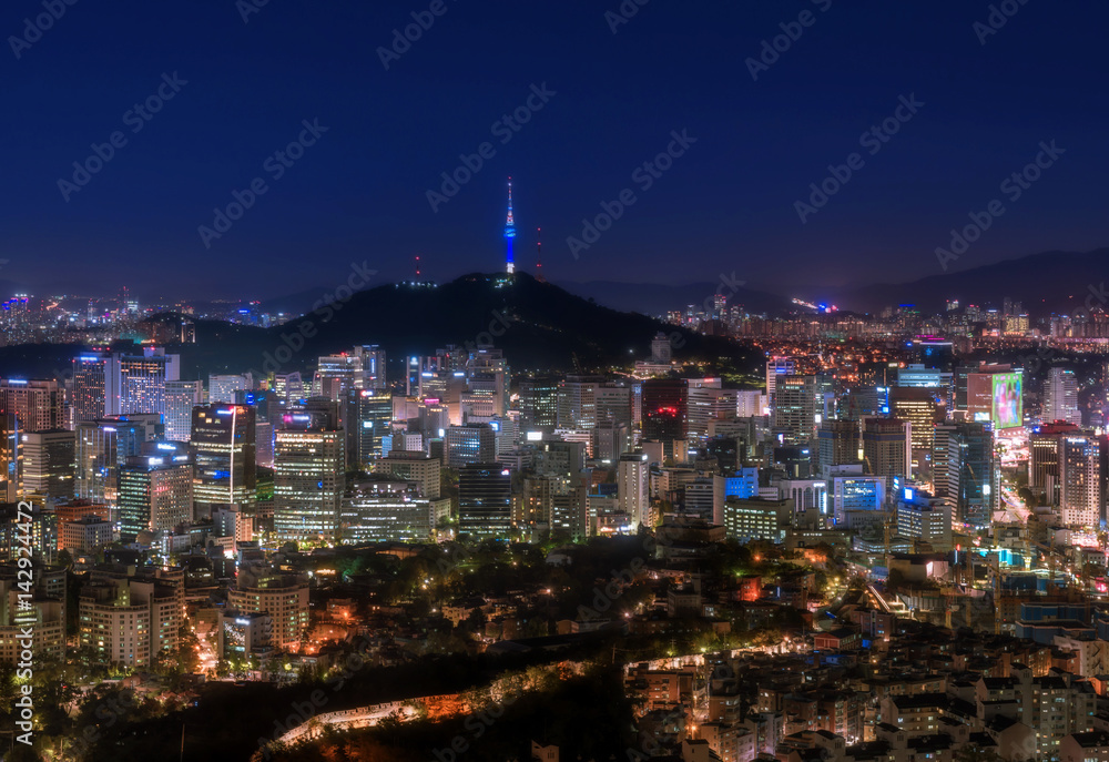 Namsan Tower,the lights in the city of Seoul,Korea