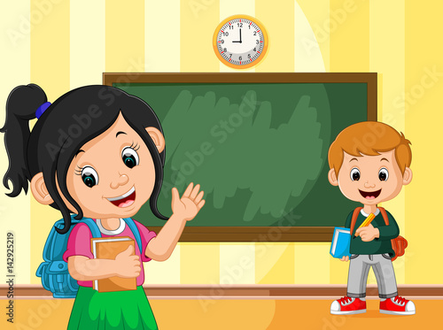 back to school with boy and girl 