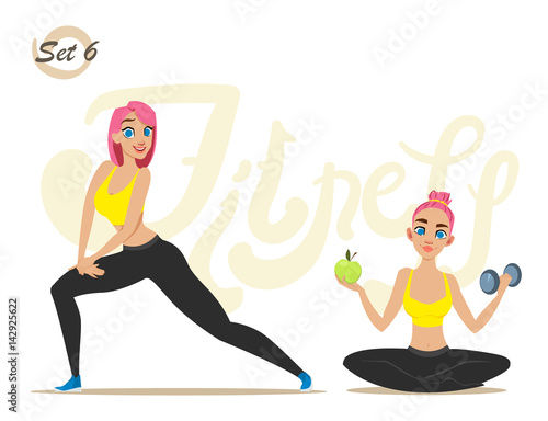 Fitness girl. Healthy lifestyle. Workout set