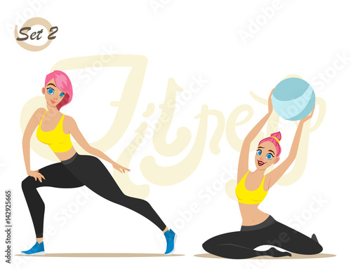Fitness girl. Healthy lifestyle. Workout set