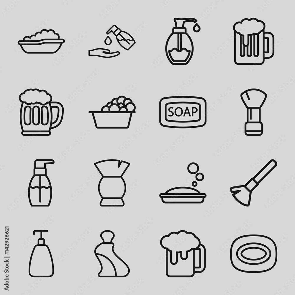 Set of 16 foam outline icons Set of 16 foam outline icons