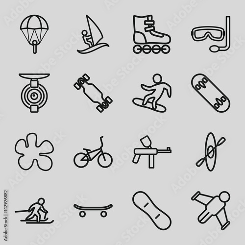 Set of 16 extreme outline icons