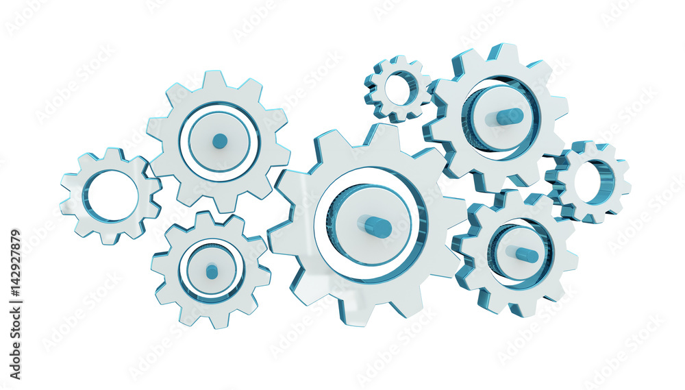 Digital gear icons 3D rendering Digital gear icons 3D rendering