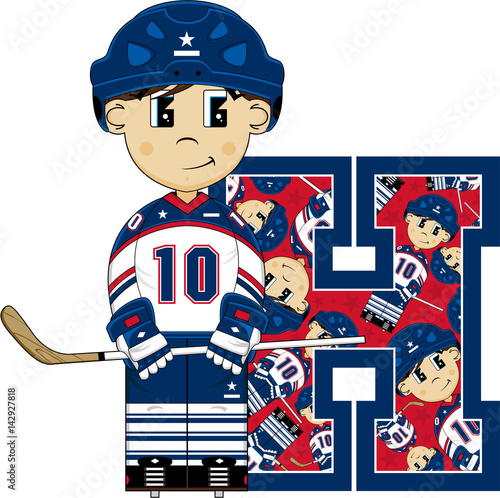 H is for Hockey Alphabet Learning Illustration