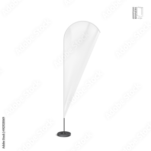 White outdoor feather flag, stander advertising banner shield