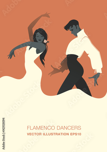 Couple of flamenco dancers. Vector Illustration