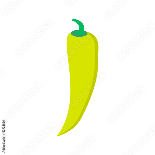 Chilli pepper isolated on white background. Chili chile pepper fruit of plants from the genus Capsicum. Red hot pepper icon realistic illustration in flat style . Kitchen spice condiment