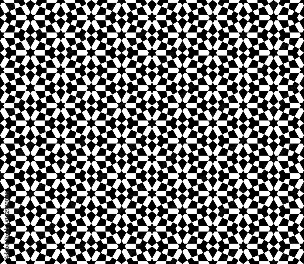 Abstract seamless decorative black & white oriental pattern