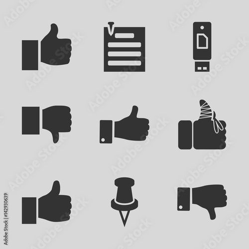 Set of 9 thumb filled icons