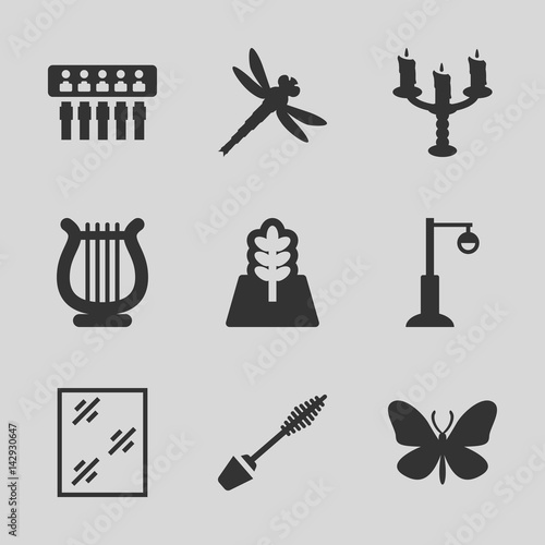Set of 9 decorative filled icons