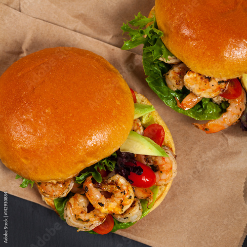 Shrimp Burgers. Selective focus.
