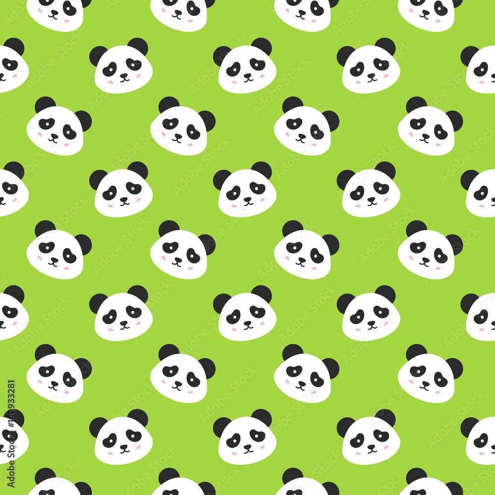 Happy Panda Faces Seamless Pattern Happy Panda Faces Seamless Pattern