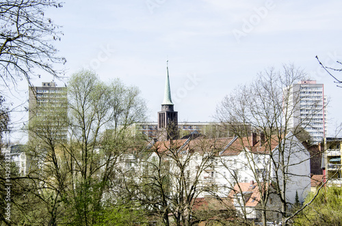 Blick aus dem Klingetal in Frankfurt an der Oder auf die Georgskirche und den Stadtteil Nord photo