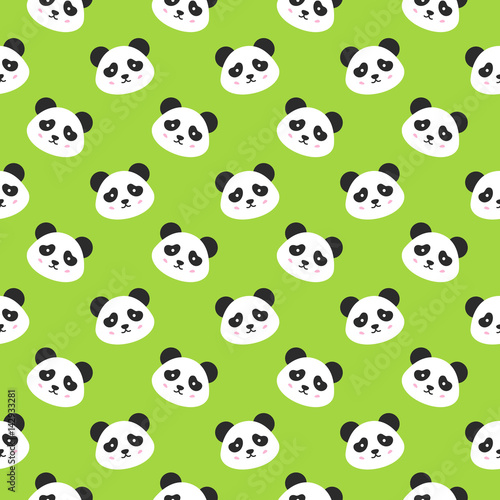 Fototapeta Naklejka Na Ścianę i Meble -  Happy Panda Faces Seamless Pattern