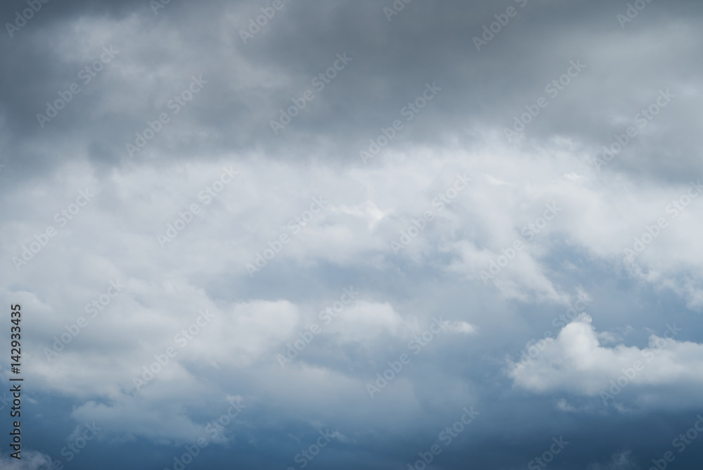 Rainy cloudy summer cloudscape blue sky.