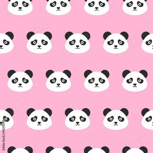 Fototapeta Naklejka Na Ścianę i Meble -  Panda Heads Seamless Pattern