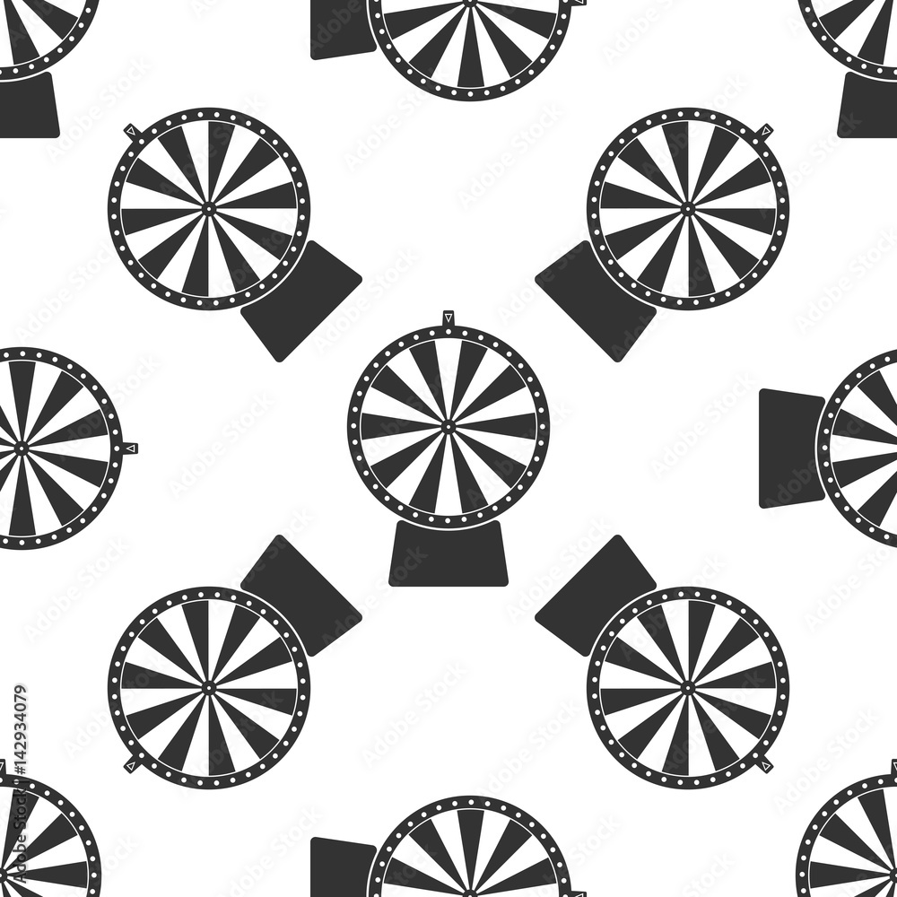 Lucky wheel icon seamless pattern on white background. Vector Illustration
