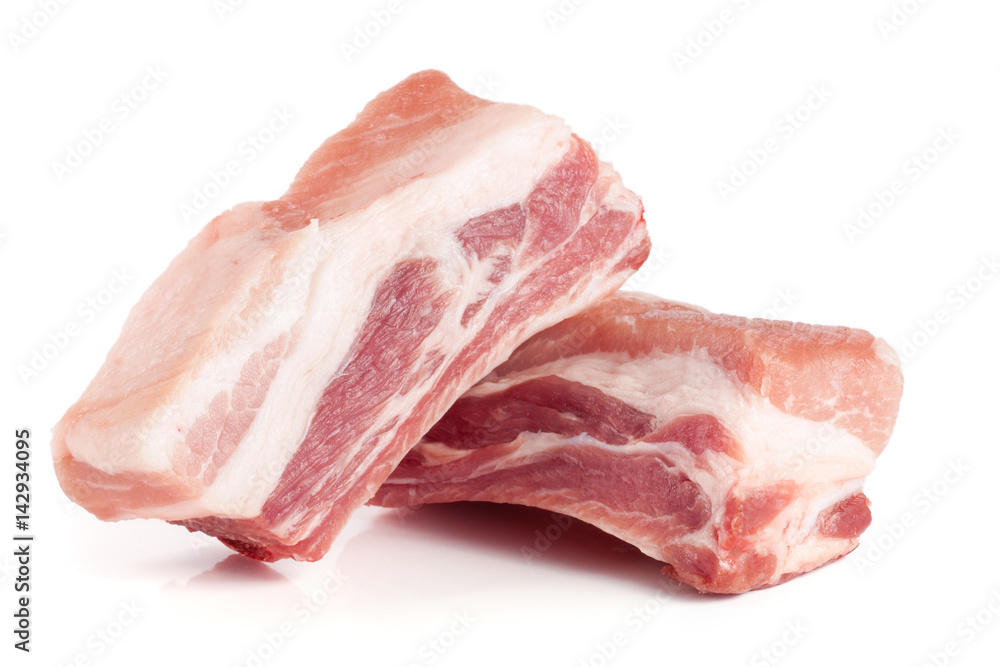 pieces of pork isolated on white background pieces of pork isolated on white background