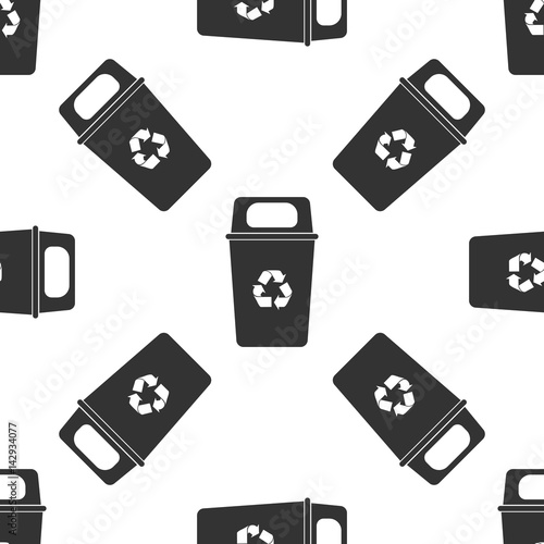 Recycle bin icon seamless pattern on white background. Vector Illustration