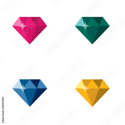 Diamond Jewelry Gem Colorful Polygon Logo vector