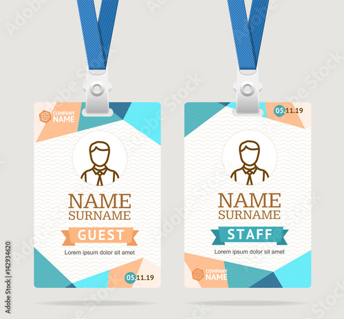 Id Card Template Plastic Badge. Vector