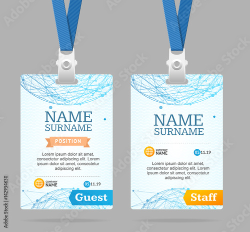 Id Card Template Plastic Badge. Vector