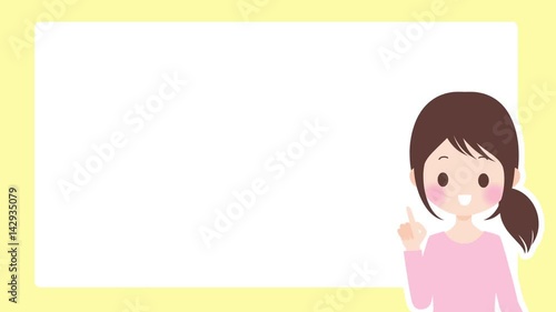 説明をする女性　コピースペース　アニメーション・モーション