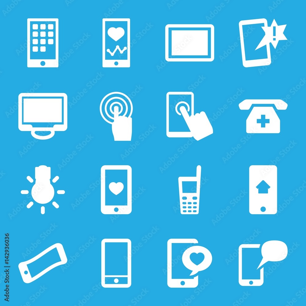 Set of 16 smartphone filled icons Set of 16 smartphone filled icons