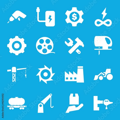 Set of 16 industry filled icons