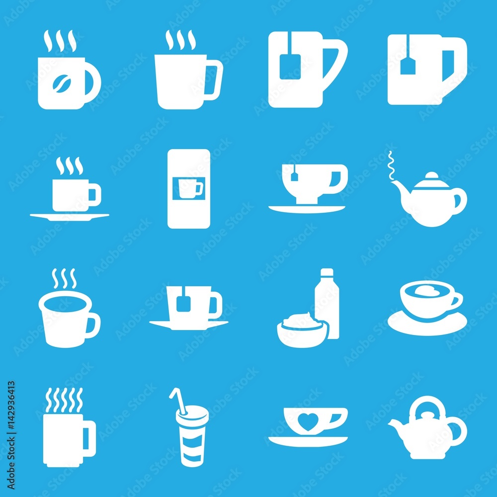 Set of 16 tea filled icons Set of 16 tea filled icons