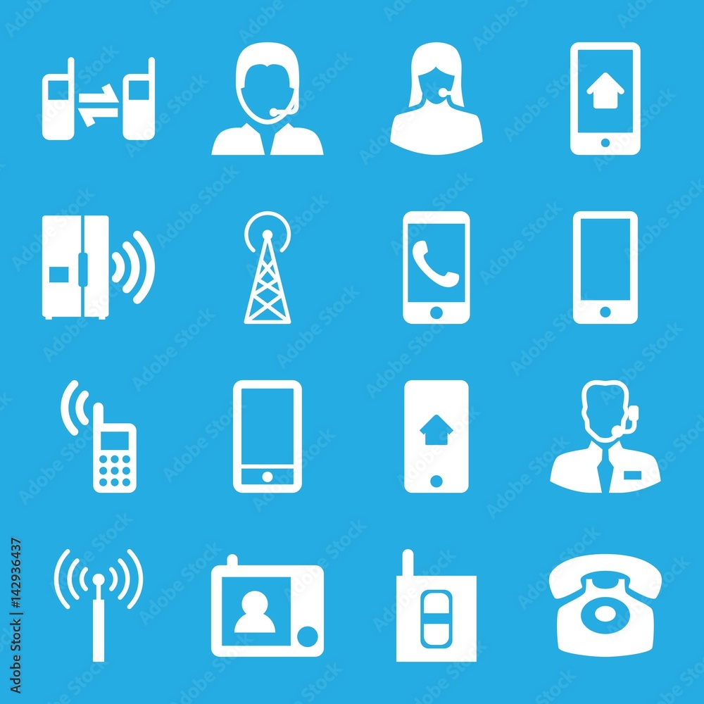 Fototapeta premium Set of 16 contact filled icons