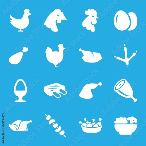 Set of 16 chicken filled icons