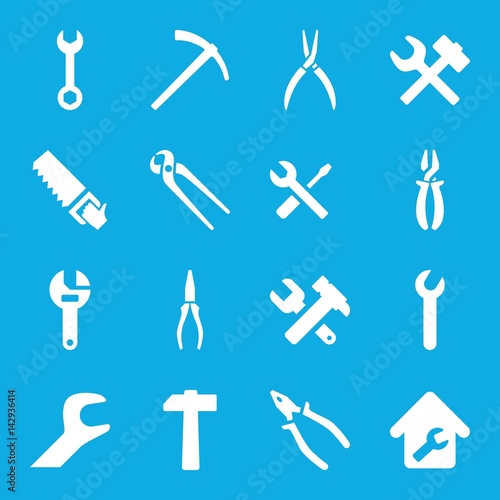 Set of 16 wrench filled icons