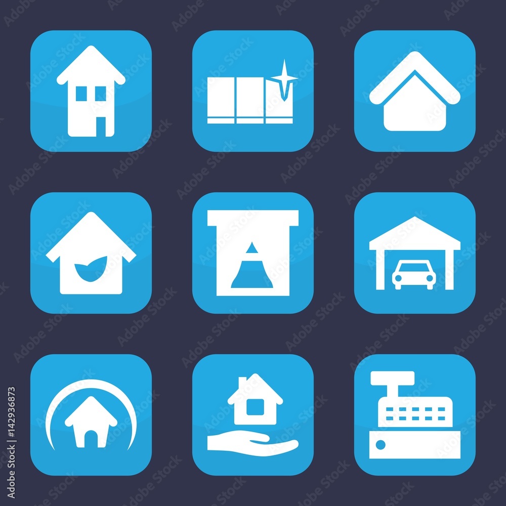Set of 9 filled real icons Set of 9 filled real icons