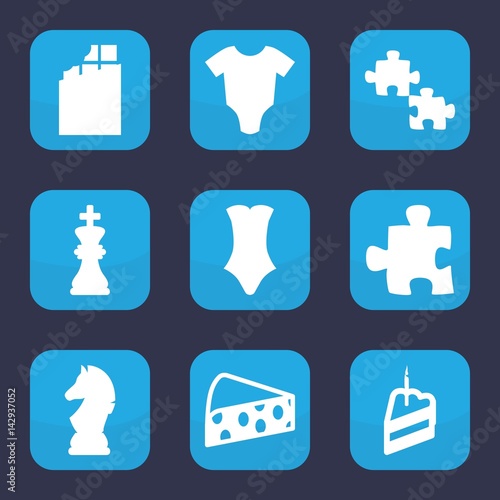 Set of 9 filled piece icons