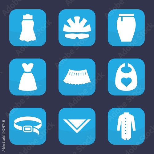 Set of 9 filled wear icons