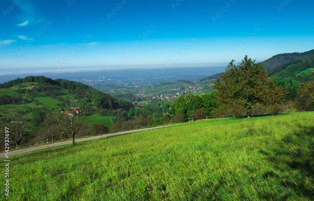View from Sasbachwalden over the Rhine valley_Baden Wuerttemberg, Germany View from Sasbachwalden over the Rhine valley_Baden Wuerttemberg, Germany