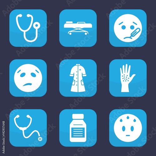 Set of 9 filled sick icons